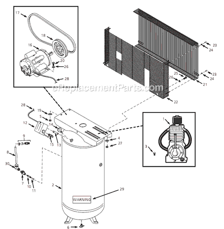 Page A Diagram and Parts List for SDR5Z628A 2006 Campbell Hausfeld Compressor